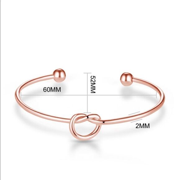 Rose Gold Love Knot Cuff Bangle - Picture 2 of 6